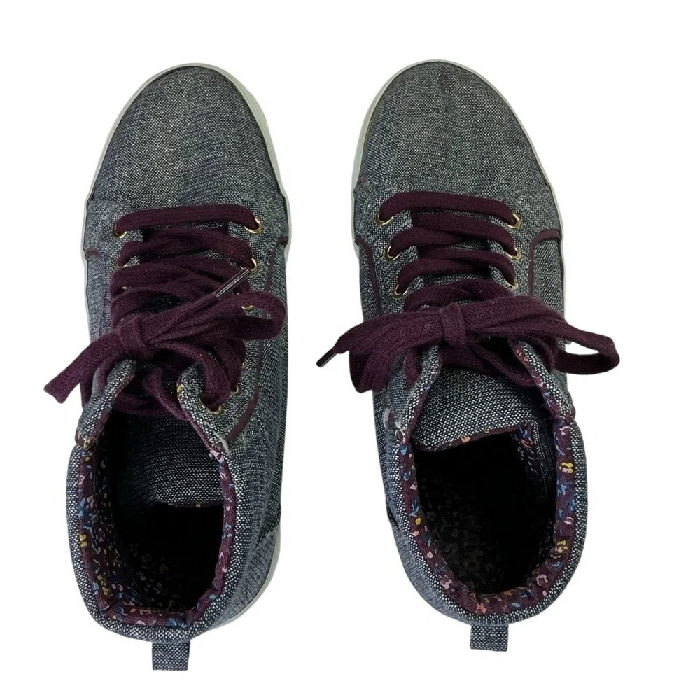 Old Navy‎ Girls Hightop Sneakers Chambray Blue Metallic Gold Sparkle and Purple